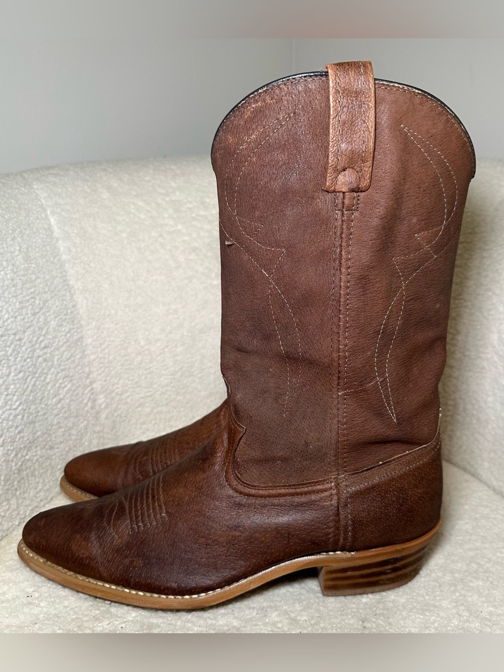Dingo Vintage 80”s Men’s Brown Leather Western Cowboy Boots Western Bohemian 10 - Picture 2 of 11